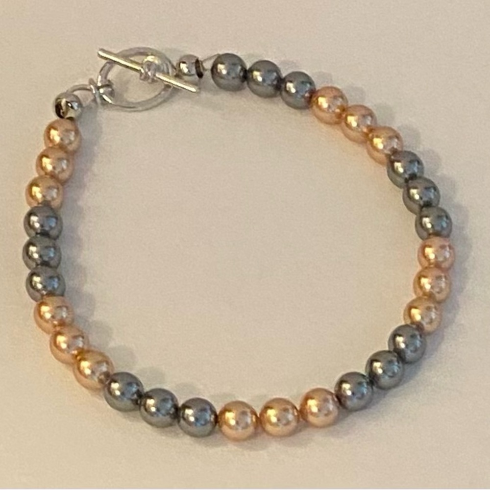NEW Swarovski Rose Gold and Gray crystal pearl bracelet